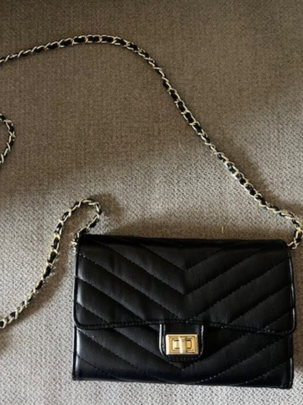 Black Quilted Crossbody